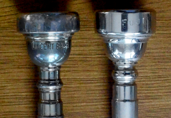 Vincent Bach 7E&FUJI Mouthpieces (closeup)
